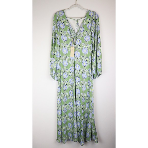 NWT Anthropologie Let Me Be Long-Sleeve V-Neck Cutout Floral Maxi Dress Small - Picture 3 of 9
